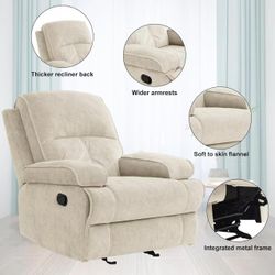 Rocker Recliner Chair for Adults,Beige