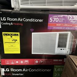LG 12,200 BTU 230/208-Volt Window Air Conditioner with Cool, Heat and Wi-Fi Control in White, LW1223HRSM
