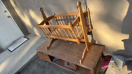 Wood Cabinet & Baby Crib Free