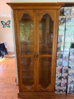Wood and Glass Display Cabinet Curio