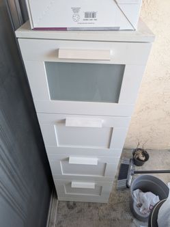 White Tall Narrow 4 Drawer Cabinet