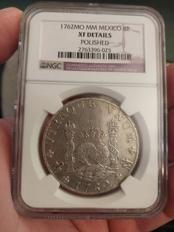 Silver Mexico 1762 MO Mm 8 Reales Ngc Graded