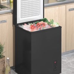 3.5 cubic feet chest freezer, deep freezer  Top opening, compact with removable basket, 7-level adjustable thermostat