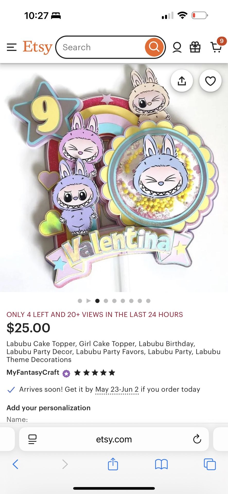 Cake Topper Got This With The Name FOr My Kid And Number 7