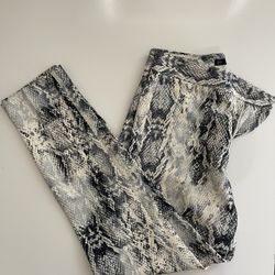 Zara Basic Snakeskin Print High-Waisted Trousers - Size XS