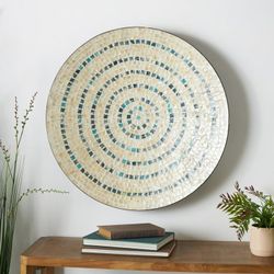 Beautiful brand new 30" Handmade Mother of Pearl Mosaic Plate – Blue Accents (MUST SELL TODAY)