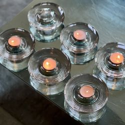 Lekker Home - Set of 6 Designer Glass Votive Candle Holders