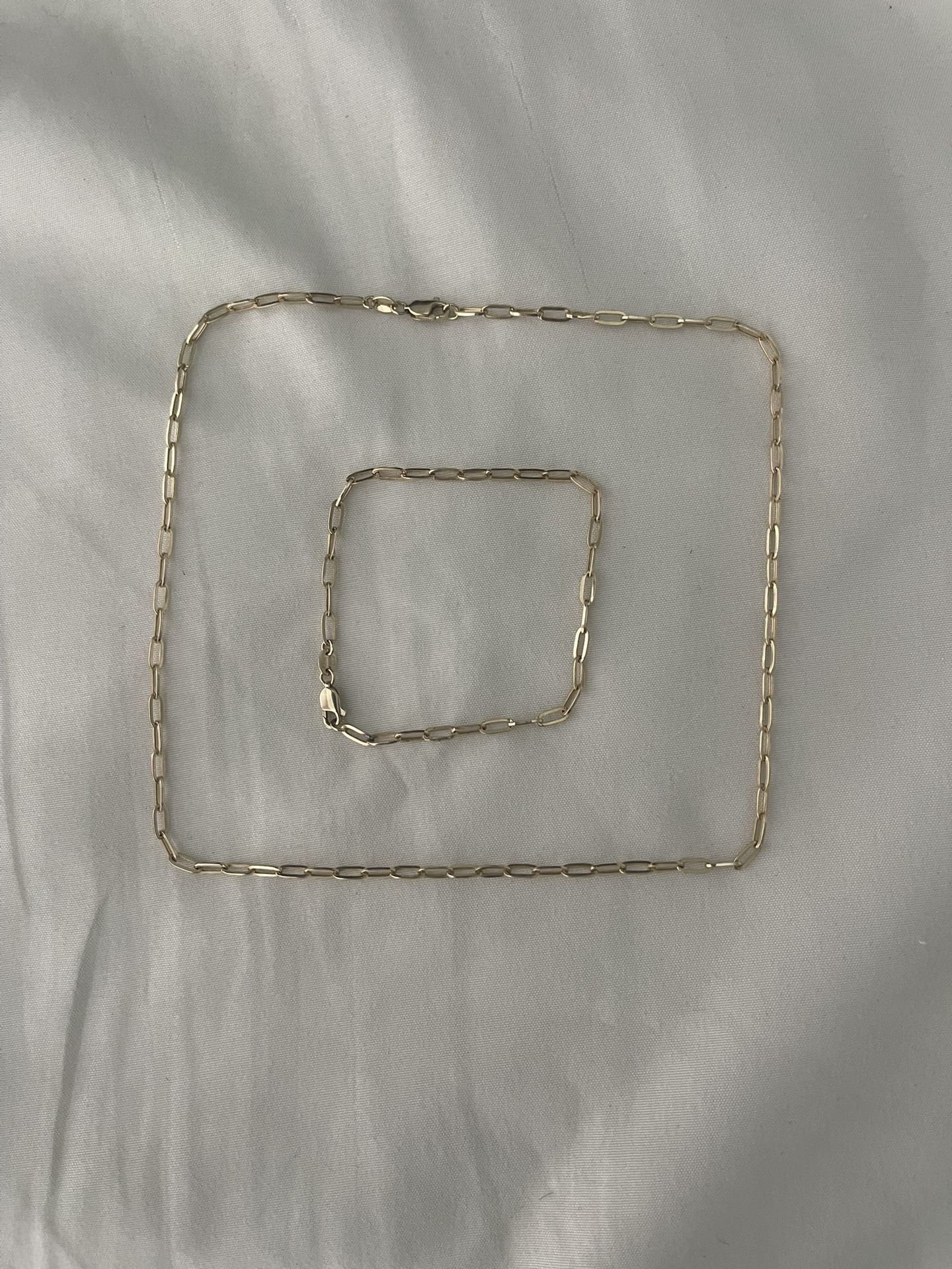14K Gold Chain and Bracelet Set