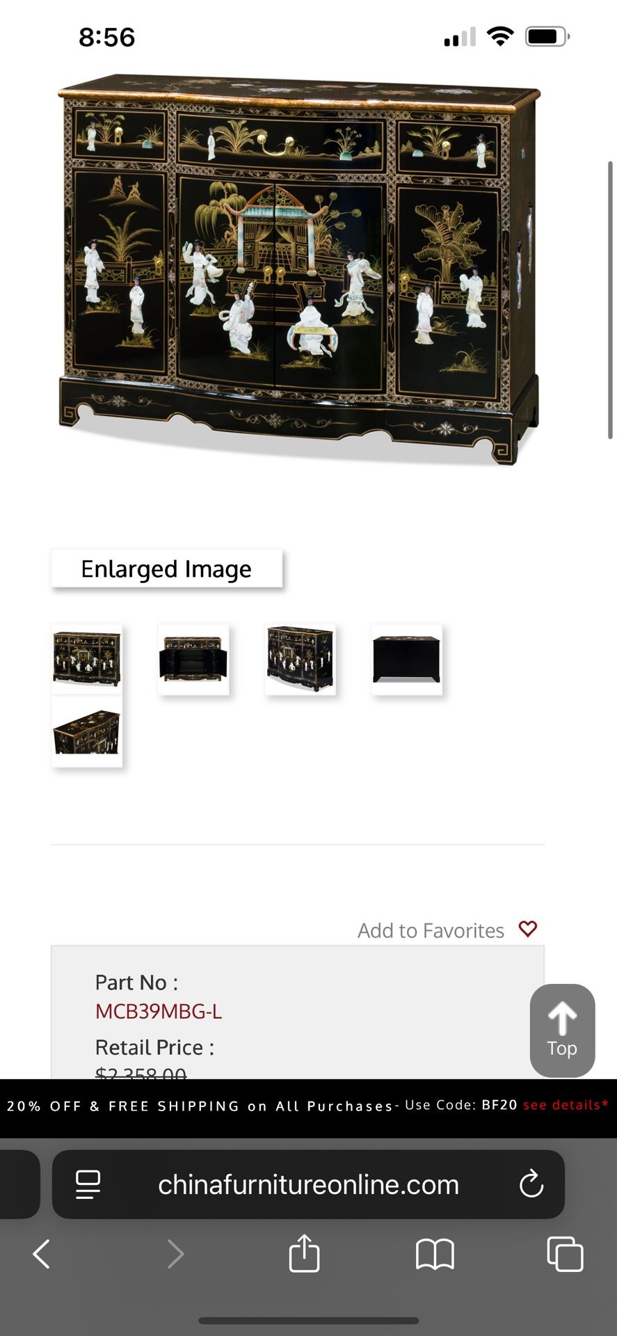 Chinese Black Laquer Cabinet 