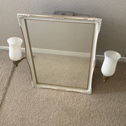 Antique vanity cabinet with accent lights