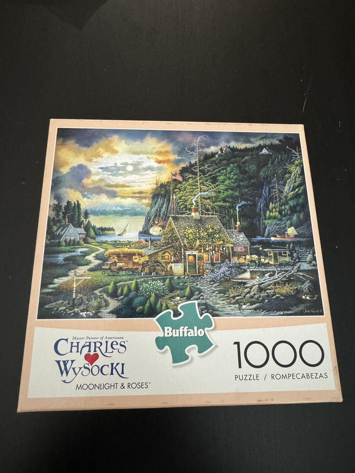 1000-Piece Charles Wysocki Puzzle – “Moonlight & Roses” by Buffalo Games