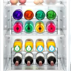 2 Tier Water Bottle Organizer- 8 Bottle Stackable Holder for Tumblers, Cups, Wine Bottles - Free-StandingKitchen Organization Shelf Rack for Cabinet, 