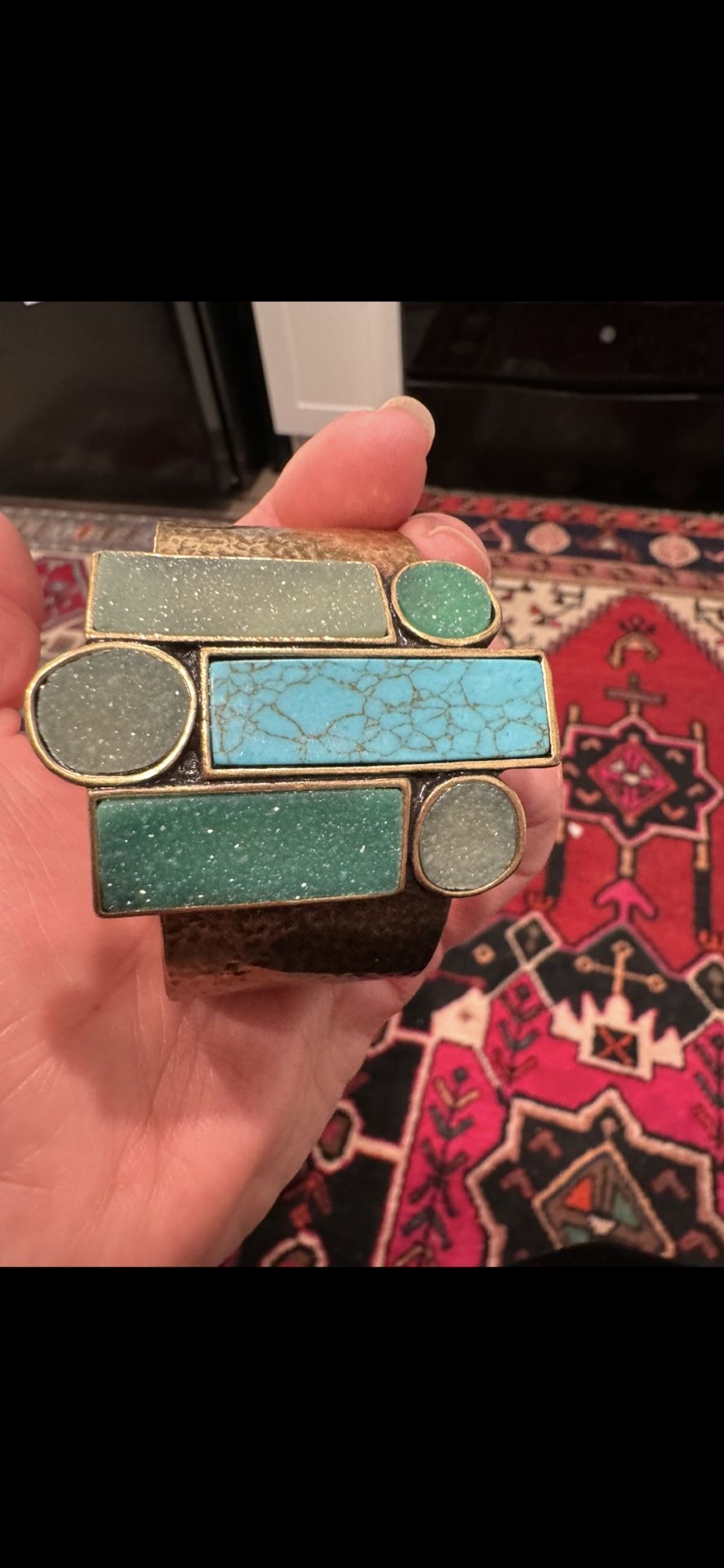 Awesome Bronze DRUZY CUFF BRACELET