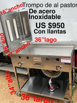 Trompo taquero de al pastor con plancha grande