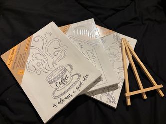 Crafter's Square Pre-Drawn Stretched Canvases with Easel