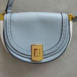  Moonlight Leather Crossbody Saddle Bag Blue
