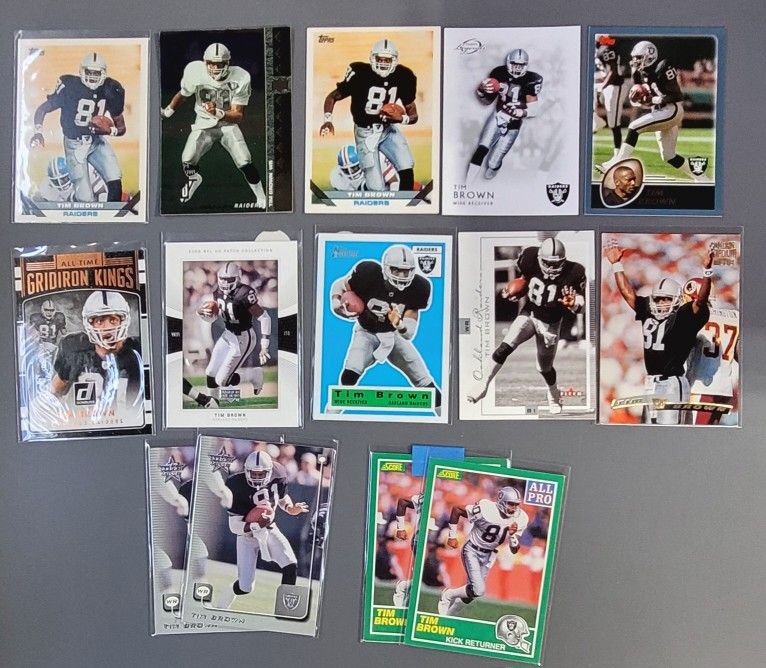 π 14 Card (12 Different) HOF Tim Brown Cards