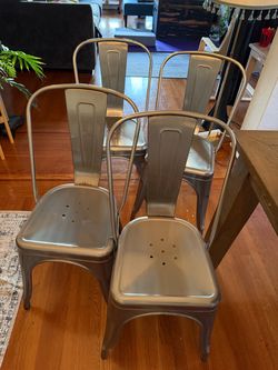 Set of 4 Industrial Metal Dining Chairs