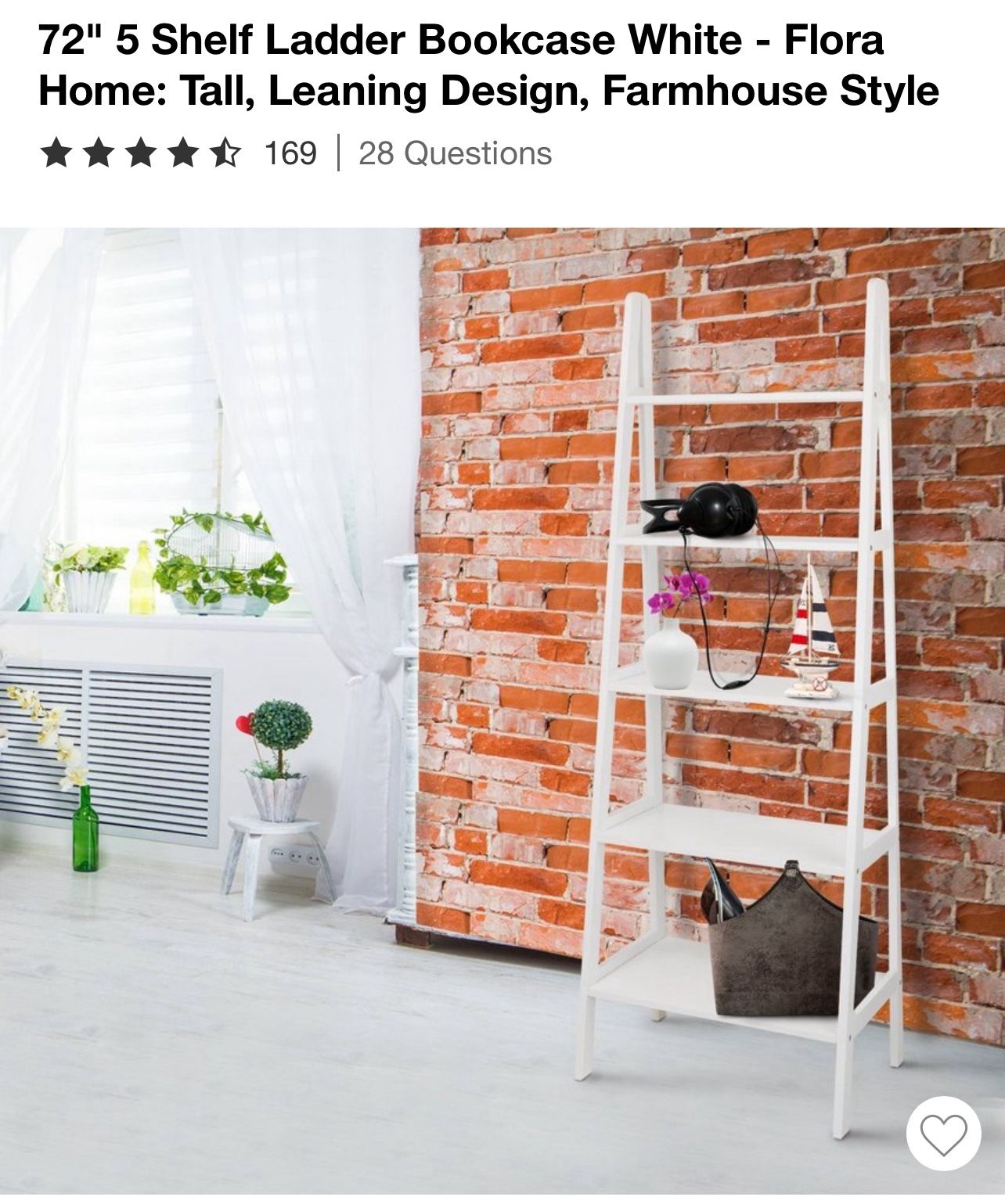 Leaning Bookshelf Loring Bookshelf LORING LEANING BOOKCASE Whte - Main Image