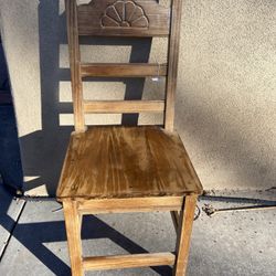 Vintage Rustic Carved Fan Back Chair