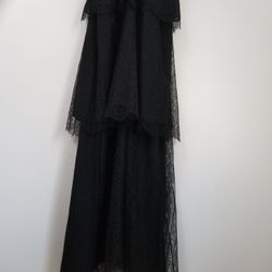 Gibo'Co A-Line Black Tulle Lace Long Prom, Evening, Wedding Party Dress Size 10