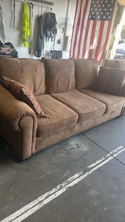 Brown Fabric 3-Seater Sofa