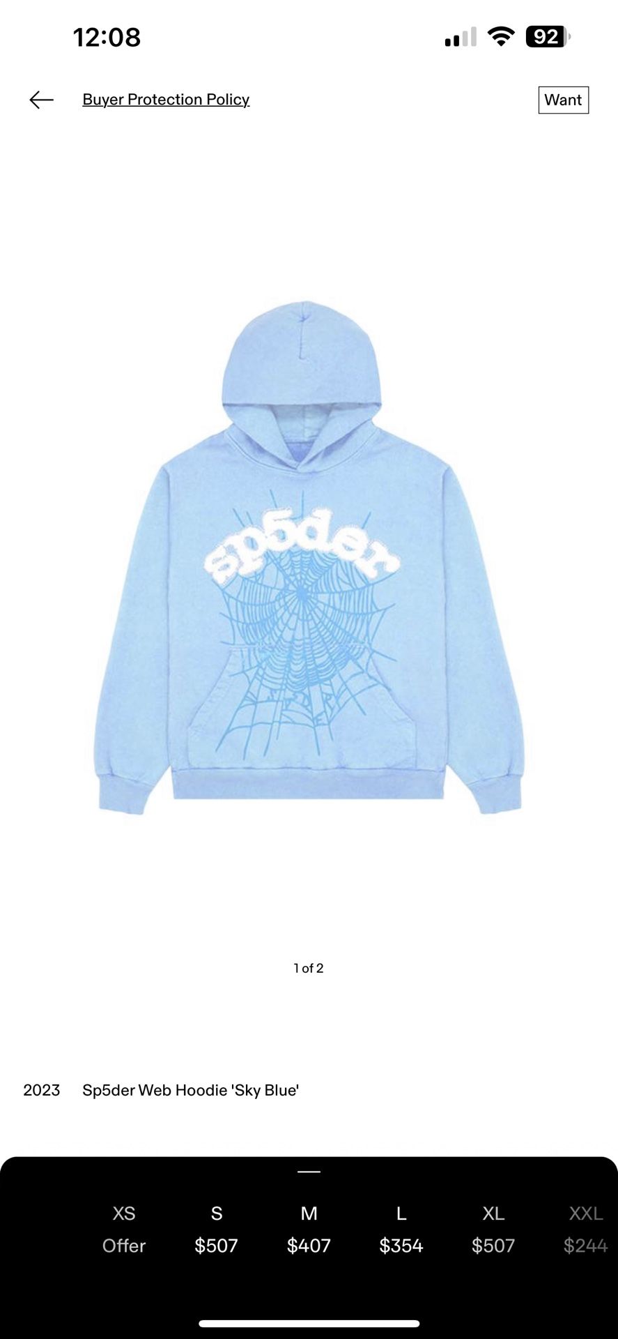 Spider Hoodie Light Blue New Version 2023