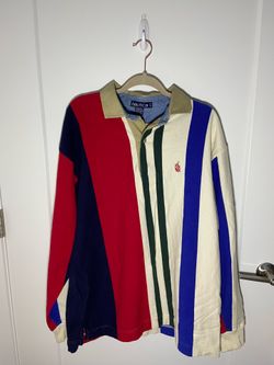 Nautica Men’s Striped Long Sleeve Polo Shirt, Size Large