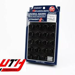 Rays Black Duralumin L42 Nut & Lock M12x1.5 Acorn Taper Tuner