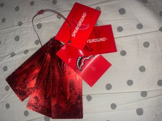 3 authentic Sprayground Red and Gold backpack tags
