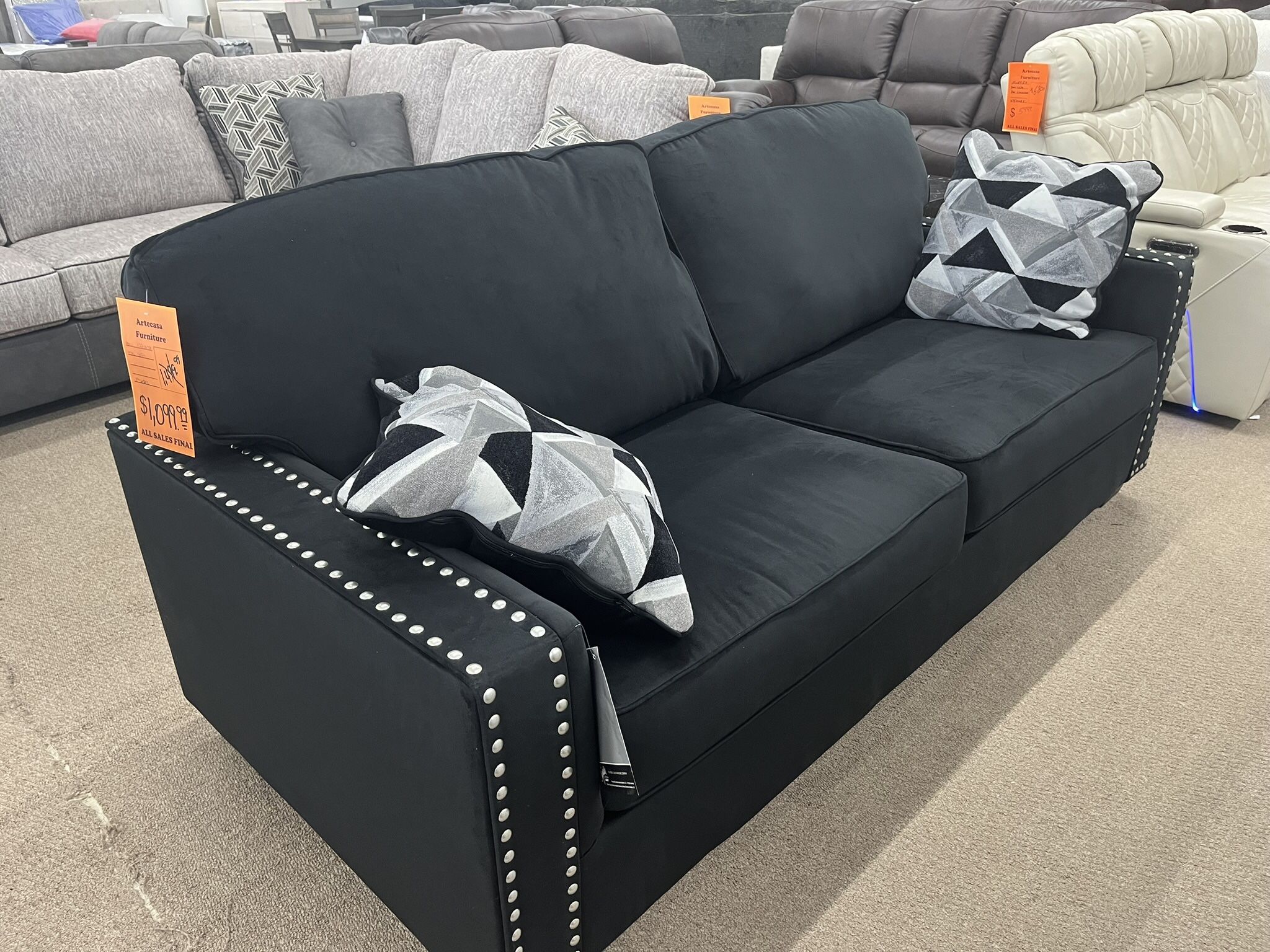 Black Velvet Sofa By Ashley 