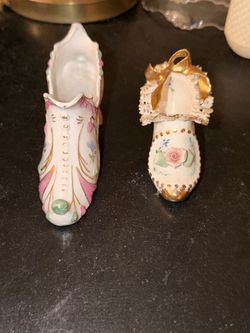 Porcelain Decorative Shoe Figurines Set of 2