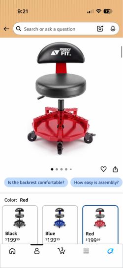 Freeky Fit Rolling Garage Stool with Backrest