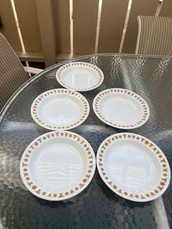 Set Of 5- Corelle Butterfly Gold 15 Oz. Soup / Pasta Bowls 8.5”