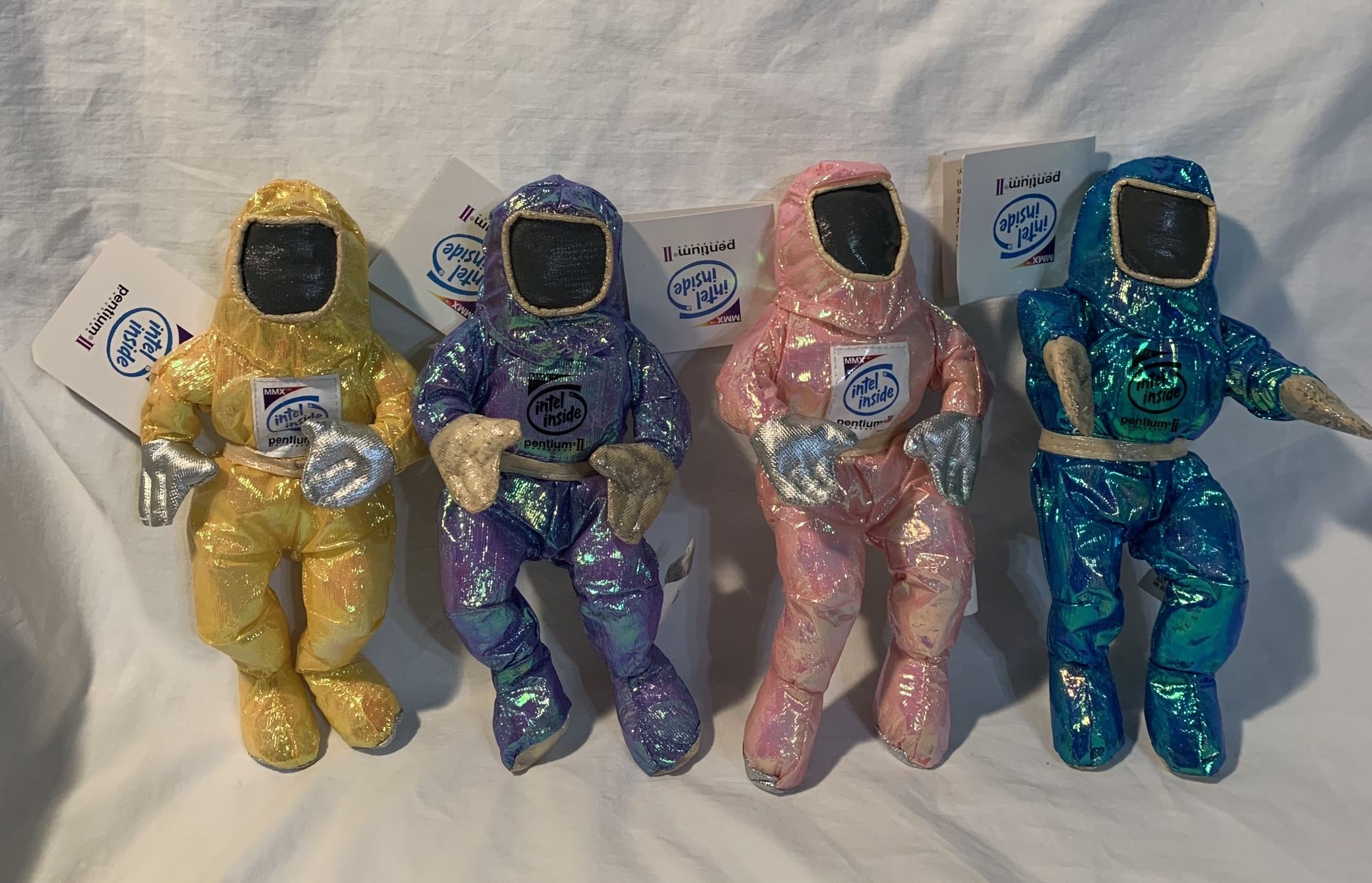 4 1997 INTEL BUNNY PEOPLE PLUSH 8” BEANIES VINTAGE