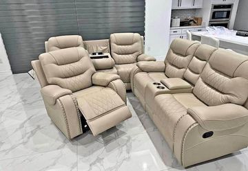 3- Pieces toffee color leather Power Recliner Sofa set