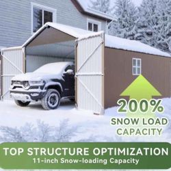 12x20x9.3FT New Mettal Shed 1700 CUFT Extra Large Storage Shed for Vehicles & Sundries 11"Snow Load.