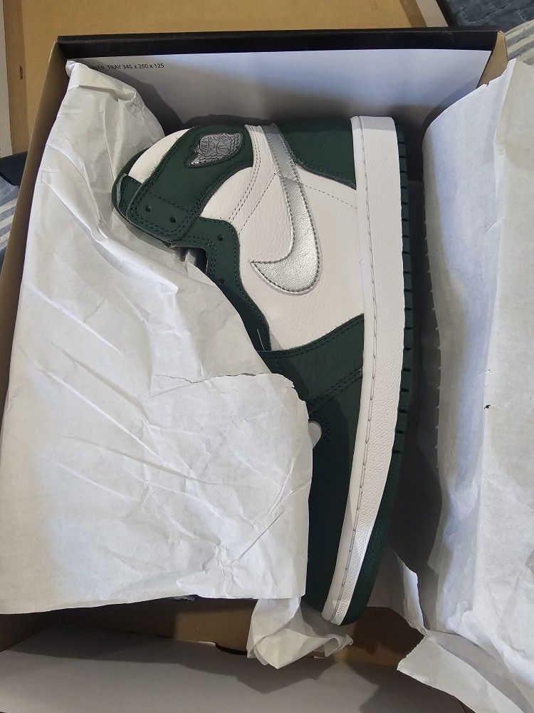 New Air Jordan 1 Retro High OG Gorge Green /Metallic Silver