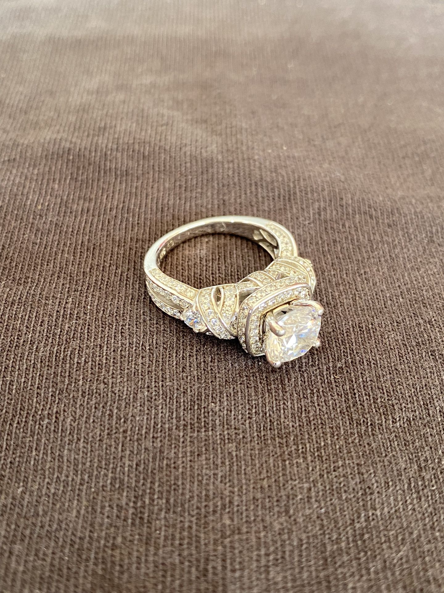 SD Signed CZ 925 Sterling Silver Split Band Ring Sz 7.5