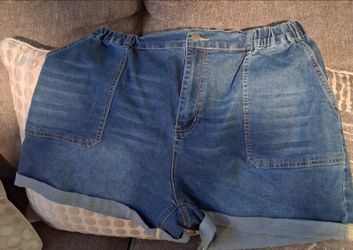 Women's Denim Jean Shorts with Cuffed Hem