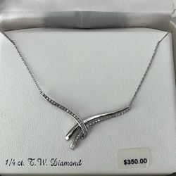 1/4 Carat Vintage Wishbone Style Diamond Necklace