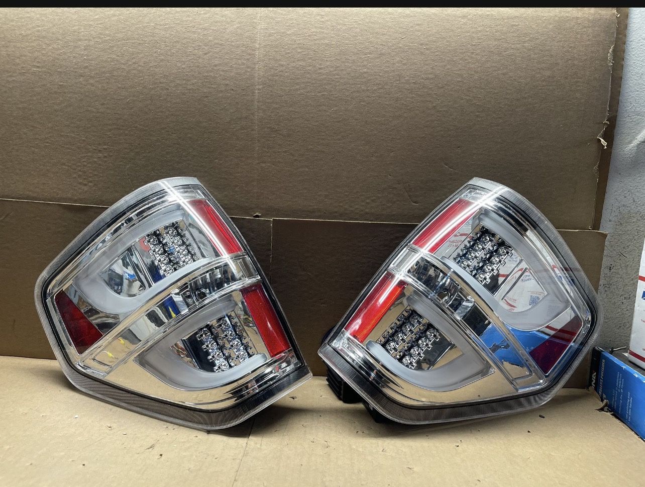 #OT50 FIT 2009-2014 Ford F-150 F150 Chrome Smoked LED Tail Lights Taillights Pair Set