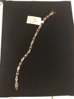 18k Gold Over SS Blue Topaz Bracelet