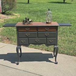 Refinished Queen Anne Style Server / entryway table with felt lined drawers 