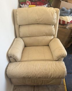 Beige leather recliner