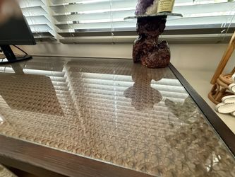 World Market Office Desk Plant Table Glass Top Wicker Dark Wood Bamboo