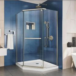 DreamLine
Prism 34.125 in. x 34.125 in. x 72 in. Semi-Frameless Neo-Angle Pivot Shower Enclosure in Brushed Nickel