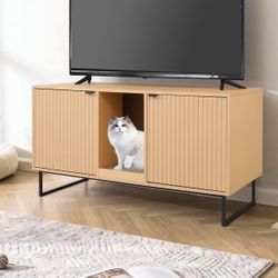 Cat Litter Box Enclosure TV Stand Cabinet