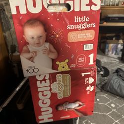 Huggies Little Snuggers Size 1 (2 Boxes, Total 378 Diapers)