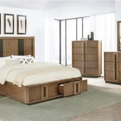 4 PC SET  1 QB+ 1 DR + 1 MR + 1 NS +  NEW IN BOX (MATTRESS AND CHEST SOLD SEPARATELY)